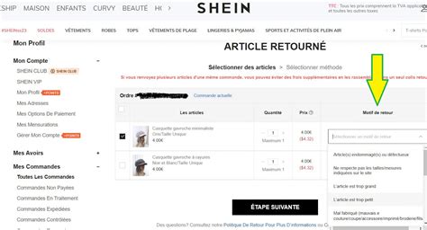 renvoyer une commande shein|Retour